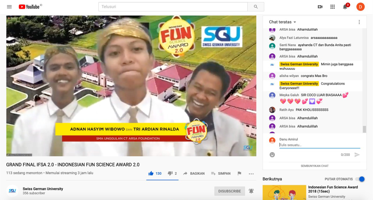 You are currently viewing Penelitian Korelasi Air Liur dan Kecerewetan Anak SMA Juarai Indonesian Fun Science Award 2.0 (IFSA 2.0)